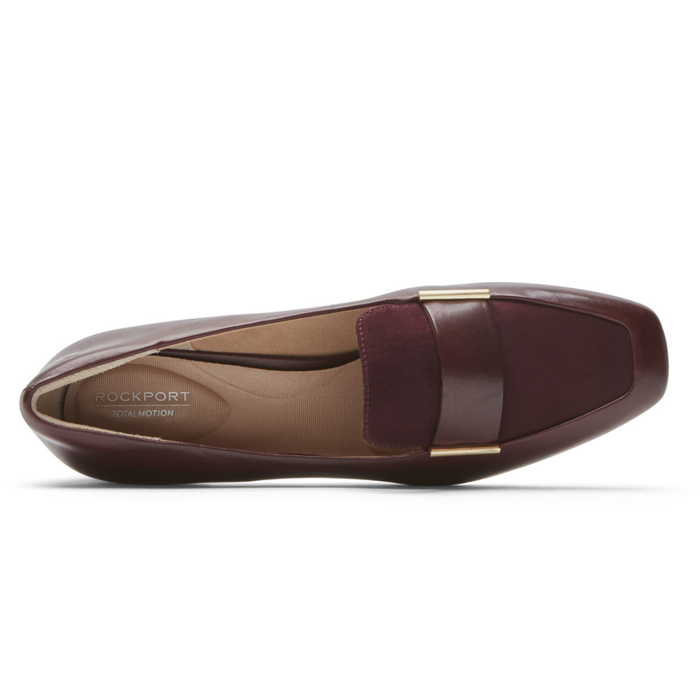 Rockport Womens Loafers Burgundy - Total Motion Esma - UK 802-NDPHJK